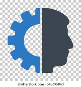 Smooth Blue Android Head interface toolbar icon. Vector pictograph style is a flat bicolor symbol on chess transparent background.
