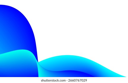 Smooth blue and aqua gradient waves flow across a clean white background.