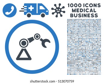 Smooth Blue Artificial Manipulator vector bicolor rounded icon. Image style is a flat icon symbol inside a circle, white background. Bonus clip art includes 1000 health care business pictograms.