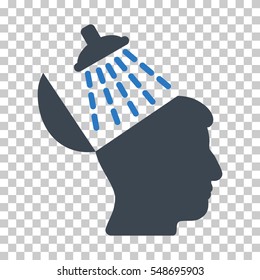 Smooth Blue Brain Washing interface pictogram. Vector pictogram style is a flat bicolor symbol on chess transparent background.