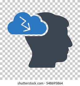 Smooth Blue Brainstorming toolbar pictogram. Vector pictogram style is a flat bicolor symbol on chess transparent background.