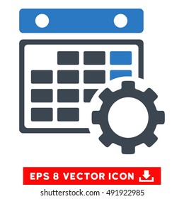 Smooth Blue Calendar Configuration EPS vector pictograph. Illustration style is flat iconic bicolor symbol on a white background.