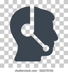 Smooth Blue Call Center Operator interface icon. Vector pictograph style is a flat symbol on chess transparent background.