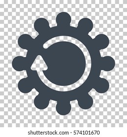 Smooth Blue Cog Rotation toolbar pictogram. Vector pictogram style is a flat symbol on chess transparent background.
