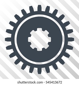 Smooth Blue Cogwheel interface pictogram. Vector pictogram style is a flat symbol on diagonal hatch transparent background.