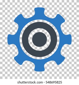 Smooth Blue Cogwheel toolbar icon. Vector pictogram style is a flat bicolor symbol on chess transparent background.