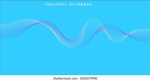 Smooth blue color digital screen and sharp line design.