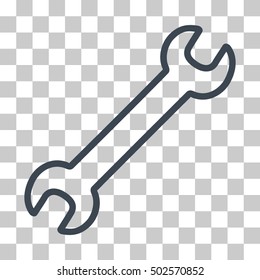 Smooth Blue Contour Wrench interface toolbar pictogram. Vector pictogram style is a flat symbol on chess transparent background.