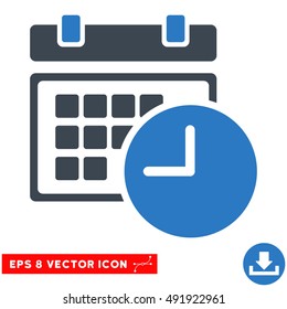 Smooth Blue Date and Time EPS vector icon. Illustration style is flat iconic bicolor symbol on a white background.