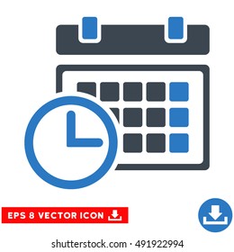 Smooth Blue Date and Time EPS vector pictograph. Illustration style is flat iconic bicolor symbol on a white background.