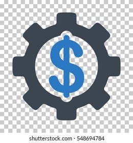 Smooth Blue Development Cost interface pictogram. Vector pictograph style is a flat bicolor symbol on chess transparent background.