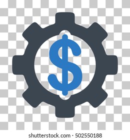 Smooth Blue Development Cost toolbar pictogram. Vector pictograph style is a flat bicolor symbol on chess transparent background.