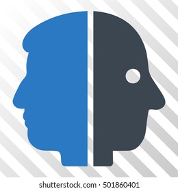 Smooth Blue Dual Face interface icon. Vector pictogram style is a flat bicolor symbol on diagonal hatch transparent background.