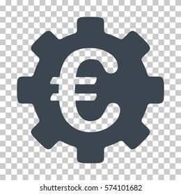 Smooth Blue Euro Development Gear interface pictogram. Vector pictogram style is a flat symbol on chess transparent background.