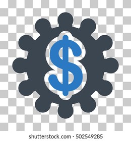 Smooth Blue Financial Options Gear interface toolbar icon. Vector pictogram style is a flat bicolor symbol on chess transparent background.
