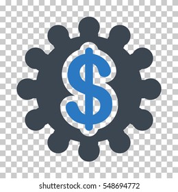 Smooth Blue Financial Options Gear toolbar icon. Vector pictograph style is a flat bicolor symbol on chess transparent background.