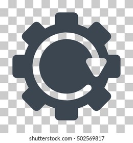 Smooth Blue Gear Rotation Direction interface toolbar pictogram. Vector pictograph style is a flat symbol on chess transparent background.