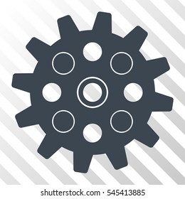 Smooth Blue Gearwheel interface toolbar icon. Vector pictograph style is a flat symbol on diagonal hatch transparent background.
