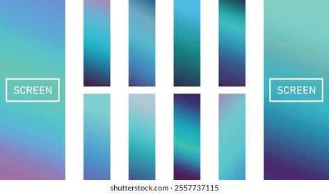 Smooth Blue gradient modern background set. Smooth soft color abstract gradients. Screen For banner, template, mobile app.