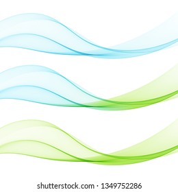 
Smooth blue and green waves. Abstract background of waves. Set.
