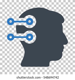 Smooth Blue Head Connectors interface toolbar pictogram. Vector pictogram style is a flat bicolor symbol on chess transparent background.