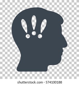 Smooth Blue Head Problems toolbar pictogram. Vector pictogram style is a flat symbol on chess transparent background.