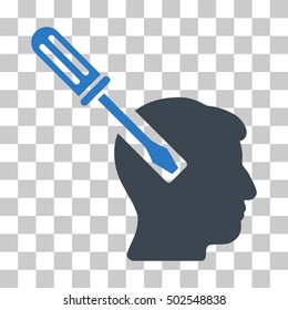 Smooth Blue Head Screwdriver Tuning toolbar pictogram. Vector pictogram style is a flat bicolor symbol on chess transparent background.