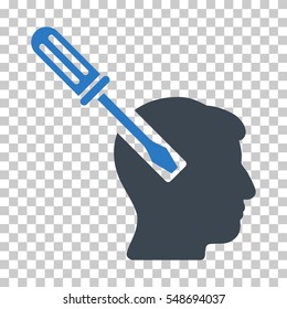 Smooth Blue Head Screwdriver Tuning interface pictogram. Vector pictogram style is a flat bicolor symbol on chess transparent background.