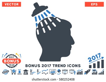 Smooth Blue Head Shower icon with bonus 2017 year trend pictures. Vector illustration style is flat iconic bicolor symbols, white background.