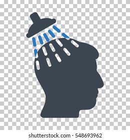 Smooth Blue Head Shower interface toolbar pictogram. Vector pictogram style is a flat bicolor symbol on chess transparent background.