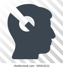 Smooth Blue Head Surgery Wrench interface toolbar icon. Vector pictogram style is a flat symbol on diagonal hatch transparent background.