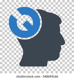 Smooth Blue Head Surgery Wrench interface icon. Vector pictograph style is a flat bicolor symbol on chess transparent background.