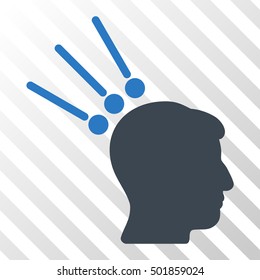 Smooth Blue Head Test Connectors interface toolbar pictogram. Vector pictograph style is a flat bicolor symbol on diagonal hatch transparent background.