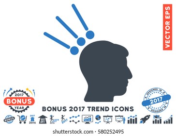 Smooth Blue Head Test Connectors pictogram with bonus 2017 year trend images. Vector illustration style is flat iconic bicolor symbols, white background.