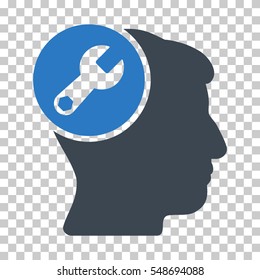 Smooth Blue Head Wrench Repair interface pictogram. Vector pictogram style is a flat bicolor symbol on chess transparent background.