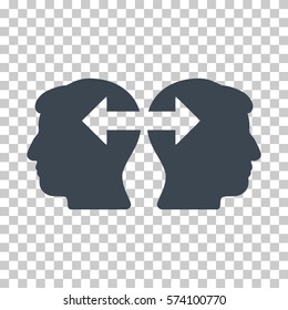 Smooth Blue Heads Exchange Arrows interface toolbar icon. Vector pictograph style is a flat symbol on chess transparent background.
