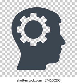 Smooth Blue Intellect Gear interface toolbar pictogram. Vector pictograph style is a flat symbol on chess transparent background.