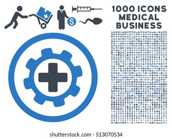 Smooth Blue Medical Settings vector bicolor rounded icon. Image style is a flat icon symbol inside a circle, white background. Bonus clipart includes 1000 medical business design elements.
