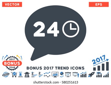 Smooth Blue Message Hours pictograph with bonus 2017 trend images. Vector illustration style is flat iconic bicolor symbols, white background.