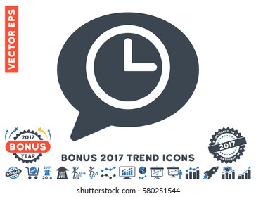 Smooth Blue Message Time icon with bonus 2017 year trend pictograph collection. Vector illustration style is flat iconic bicolor symbols, white background.