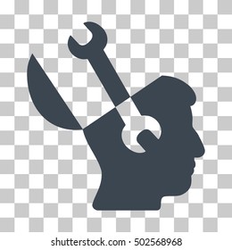 Smooth Blue Mind Wrench Tools interface toolbar pictogram. Vector pictogram style is a flat symbol on chess transparent background.