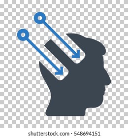 Smooth Blue Neural Interface interface pictogram. Vector pictograph style is a flat bicolor symbol on chess transparent background.