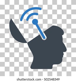Smooth Blue Open Brain Radio Interface interface icon. Vector pictograph style is a flat bicolor symbol on chess transparent background.