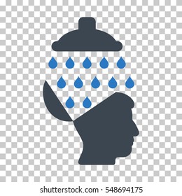 Smooth Blue Open Brain Shower interface icon. Vector pictograph style is a flat bicolor symbol on chess transparent background.