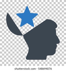 Smooth Blue Open Head Star interface toolbar icon. Vector pictograph style is a flat bicolor symbol on chess transparent background.