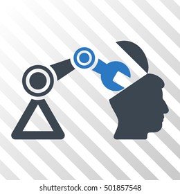 Smooth Blue Open Head Surgery Manipulator interface toolbar icon. Vector pictogram style is a flat bicolor symbol on diagonal hatch transparent background.