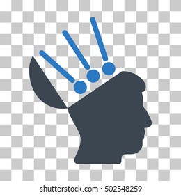 Smooth Blue Open Mind Interface interface icon. Vector pictograph style is a flat bicolor symbol on chess transparent background.