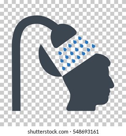 Smooth Blue Open Mind Shower interface pictogram. Vector pictograph style is a flat bicolor symbol on chess transparent background.