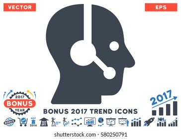 Smooth Blue Operator icon with bonus 2017 trend pictures. Vector illustration style is flat iconic bicolor symbols, white background.