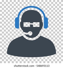 Smooth Blue Operator interface icon. Vector pictograph style is a flat bicolor symbol on chess transparent background.